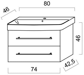 Alva Una Unterschrank für WT AQKEJUWT80, 2 Ausz., 74x46x42,5cm, Weiß - AQUSJ5W