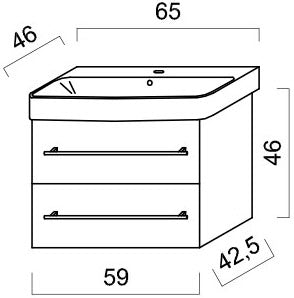 Alva Una Unterschrank für WT AQKEJUWT65, 2 Ausz., 59x46x42,5cm, Weiß - AQUSJ4W