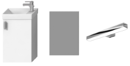 Alva Ora 1.0 G„stebadl”sung Komplettset HWB, Spiegel, Licht, US mit 1 Tr, Weiá - AQBMORGBLW1