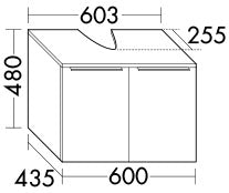 Alva Era Universal-Unterschrank oh. WT 60,3x48x43,5cm,2 Türen, Weiß Matt - AQBMERUUSWM