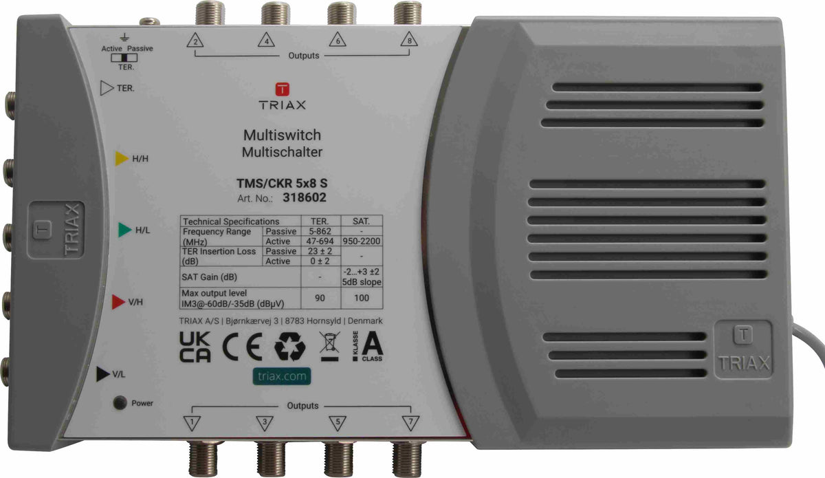 TRIAX Einzel-Multischalter 5 Ein-/8 Ausgänge mit Netzteil  – 318602