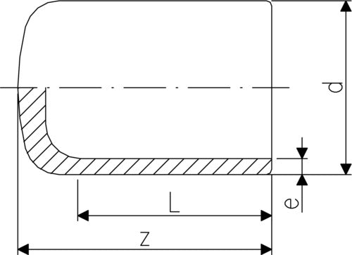 Alva PE 100-Endkappe langschenkelig 110mm SDR 17 OEVGW-gepr.Gas - PEL1017EK110