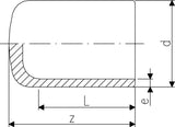 Alva PE 100-Endkappe langschenkelig 110mm SDR 17 OEVGW-gepr.Gas - PEL1017EK110