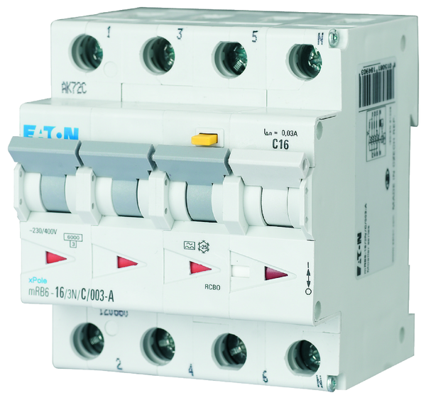 EATON FI/LS-Kombischalter, 20 mA, 30 mA, C-LS- Char, 3N-polig, FI-Char: A  – 120677