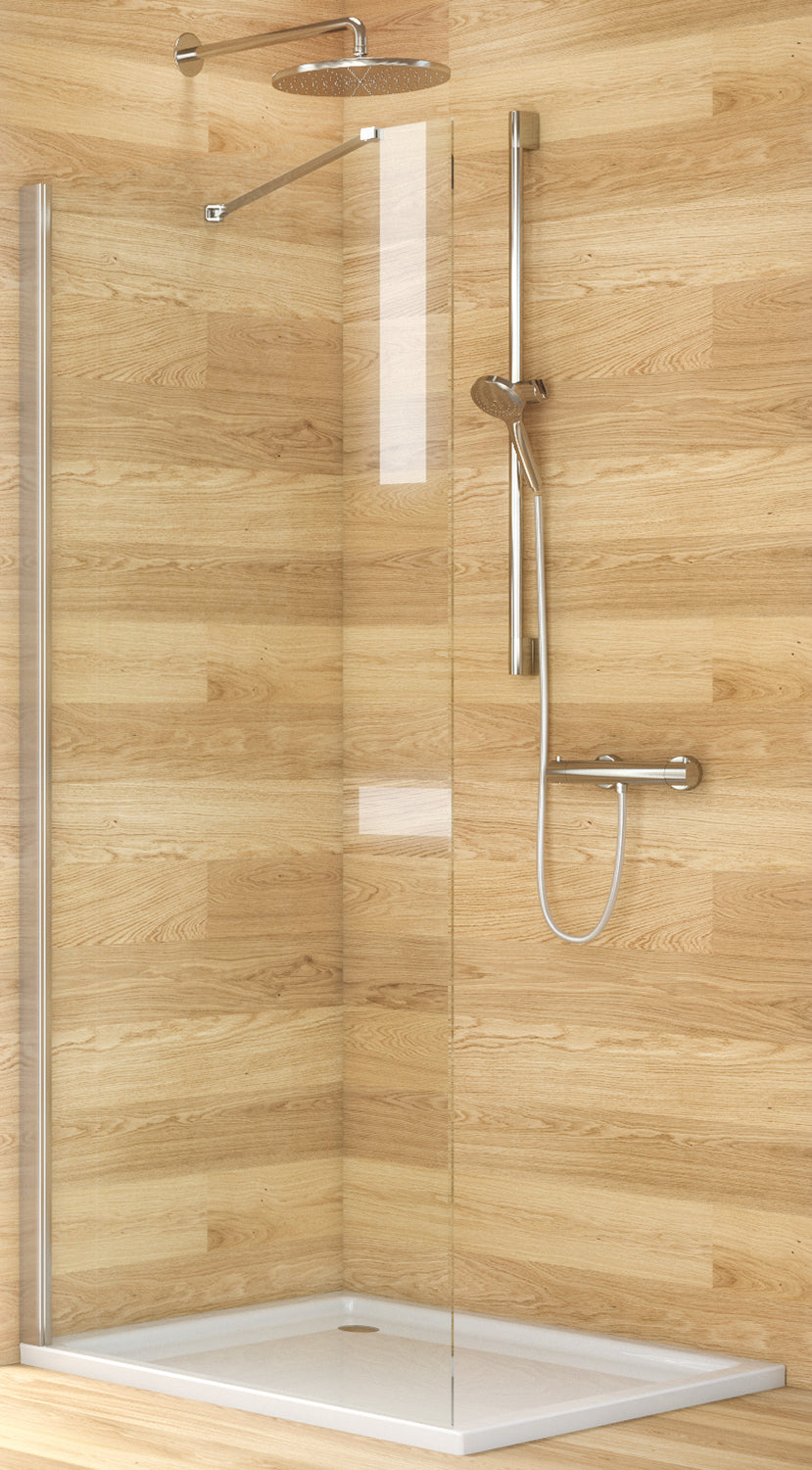 Alva Viva 1.0 Freistehende Seitenw. 87,8-90,3/200cm, Silber Matt, ESG - AQDUVIFSW90M1