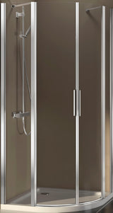 Alva Dura Runddusche m. Pendeltür 88-90,8/195cm,R55,Silber Matt, Gl. ESG - AQDUDURP90M