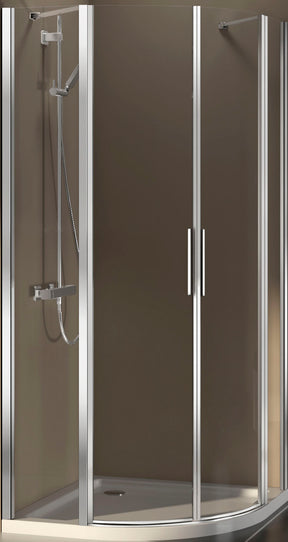 Alva Dura Runddusche m. Pendeltür 88-90,8/195cm,R55,Silber Matt, Gl. ESG - AQDUDURP90M