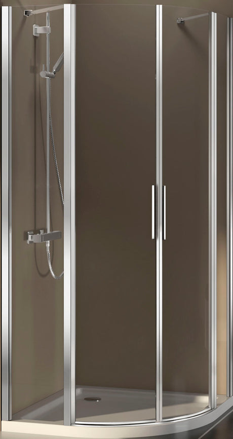 Alva Dura Runddusche m. Pendeltür 88-90,8/195cm,R55,Silber Matt, Gl. ESG - AQDUDURP90M