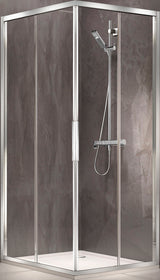 Alva Dura Eckeinstiegshälfte links 97,2-100,2/195cm, Silber Matt, Glas ESG - AQDUDUEH100LM