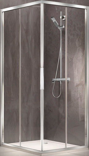Alva Dura Eckeinstiegshälfte links 97,2-100,2/195cm, Silber Matt, Glas ESG - AQDUDUEH100LM