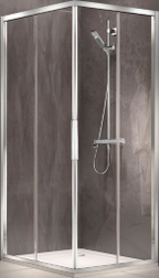 ALVA Dura Eckeinstiegshälfte links 72,2-75,2/195cm, Silber Matt, Glas ESG