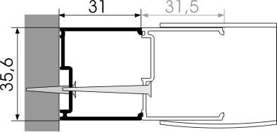 Alva Sana Verbreiterungspr. 31mm f. Eckeinst./Rundd./Pendelt.,H=190cm,Silb.M - AQDUSAVP31M