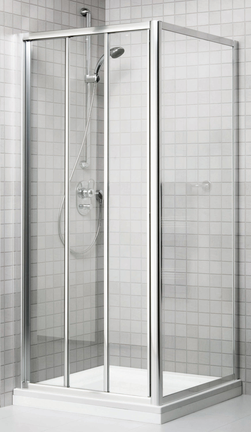Alva Sana Schiebetür 3-teilig 100/190cm, Silber Matt, Kunststoffglas - AQDUSAST3100MK