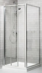 ALVA Sana Schiebetür 3-teilig 80/190cm, Silber Matt, Kunststoffglas