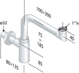 Alva Varia Raumspardesign-S. 5/4" ohne Ventil, Wandrohr 32x100mm, Schwarz Matt - AQARVADSR1S