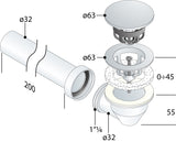 Alva Varia Set Ablaufventil 5/4" für AQARVARSS1,m.Anschluß-Bogen + Rohr,Chrom - AQARVARSS1S2