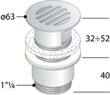 Alva Varia Ablaufventil 5/4" offen für HWB, Chrom - AQARVAAV3