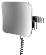 Alva Varia Kosmetikspiegel 5-fach LED-Be.,eckig 20,9cm,Gelenk.,Kabel,Chrom - AQBMVAKSPB6