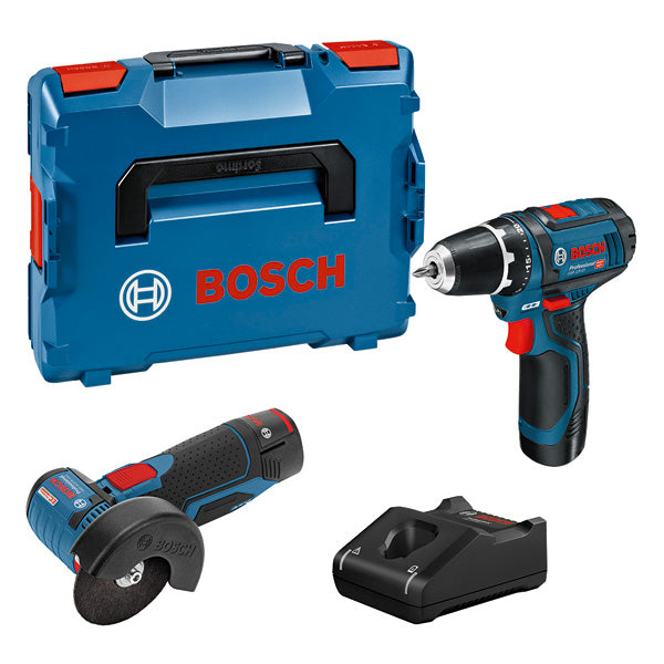 BOSCH POWER TOOLS Combo Kit Set mit 2 12V-Werkzeugen: GSR 12V-15/GWS 12V-76, 2x Akku GBA 12V 2.0Ah  – 0 615 990 N2U