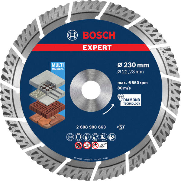 BOSCH POWER TOOLS EXPERT MultiMaterial Diamanttrennscheibe n, 230 x 22,23 x 2,4 x 15 mm  – 2 608 900 663