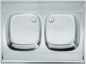 ALVA Aufsatzspüle B 800x600 mm, 2 Becken, Cr-Ni 18/10