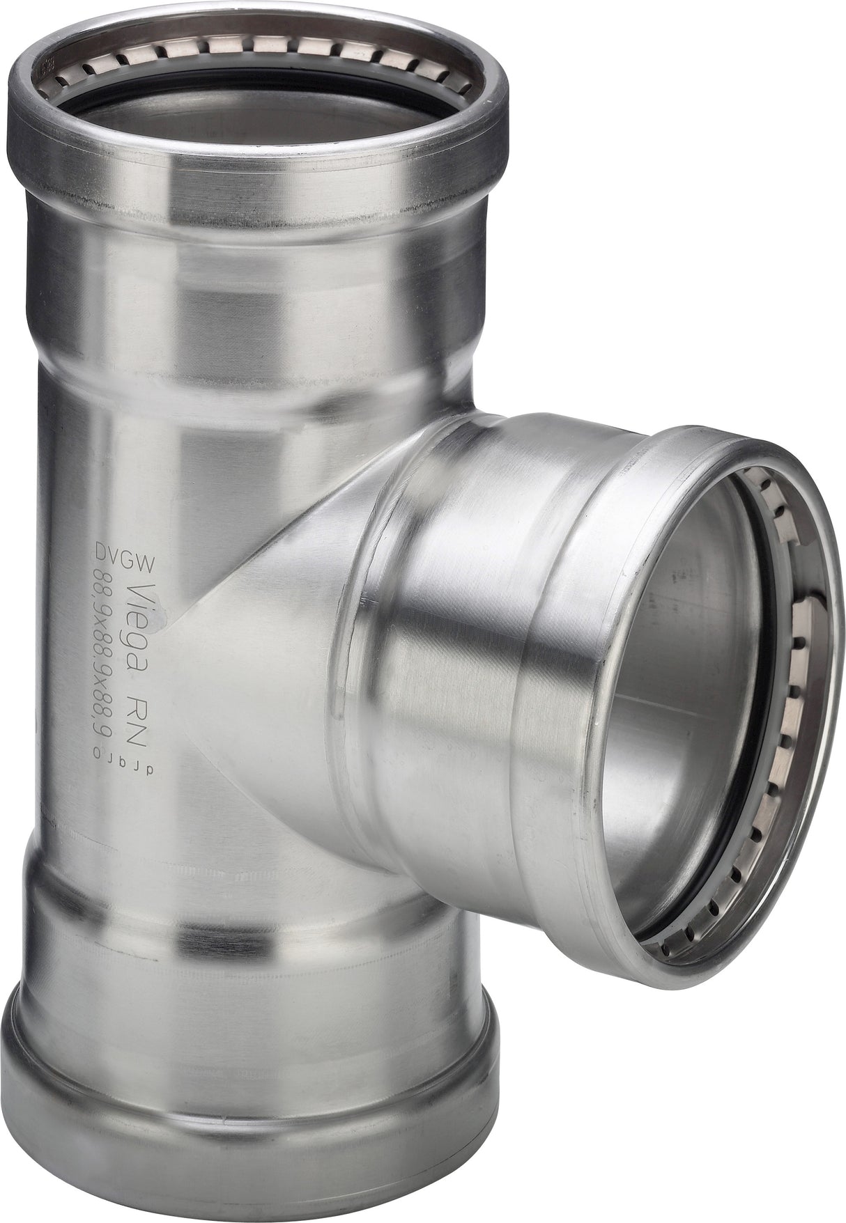 VIEGA Viega T-Stück mit SC Sanpress Inox XL 2318XL in 88,9x54x88,9mm Edelstahl   – 482 749