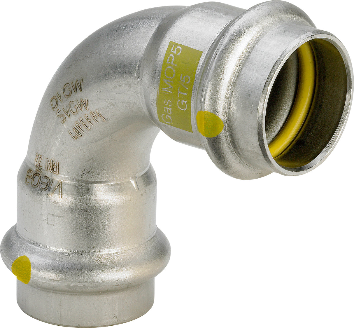VIEGA Viega Bogen 90 Grad SC Sanpress Inox G 0216 für Gas in 15 mm Edelstahl   – 485 788