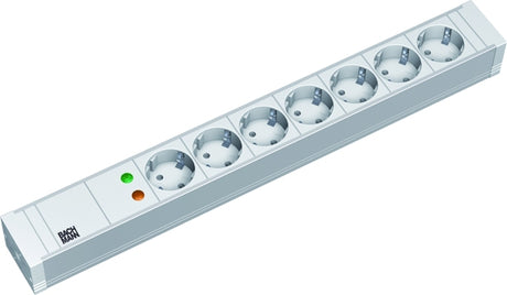 BACHMANN Steckdosenleiste 19" PVC 7-fach 2,0m Zuleitung 1xSPD  – 333.604