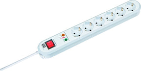 BACHMANN SMART Tischsteckdose 6-fach weiß 1,5m Zuleitung 1xSchalter 1xSPD  – 381.2501K