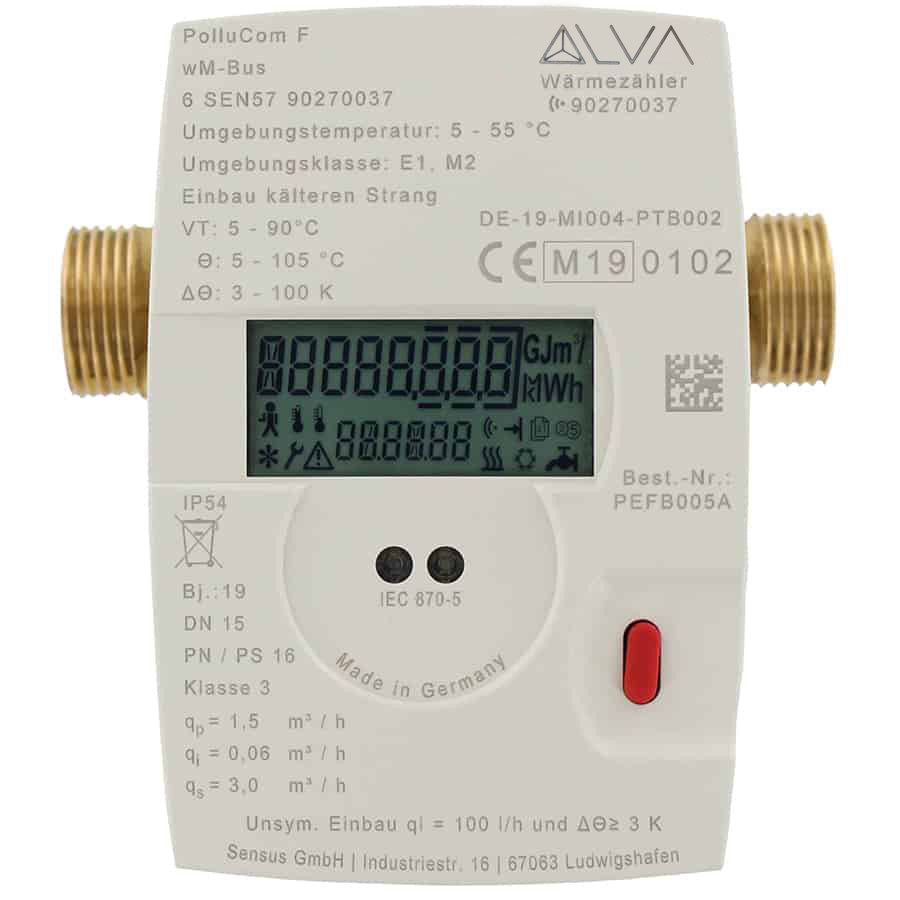 Alva Wärmemengenzähler PCF qp 2,5 wM-Bus G1" für R3/4" BL:130 inkl. EG - ALWMZ2.5KOM