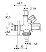 Alva Kombi-Eckventil 3/8" mit Rückflussverhinderer - ACKEV3/8