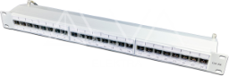 Alva 19 Zoll Patchpanel KAT.6A, 24-Port, geschirmt, LSA+, grau - 19Z-PP-KAT6A-24