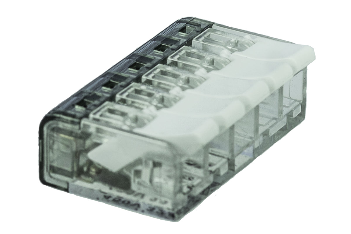 Alva Verbindungsdosenklemme 5-polig mit Hebeln 0,2... 4 mm², transparent - DOK5HE