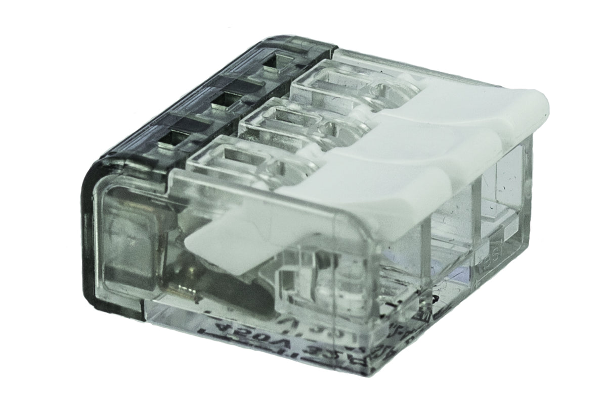 Alva Verbindungsdosenklemme 3-polig mit Hebeln 0,2... 4 mm², transparent - DOK3HE