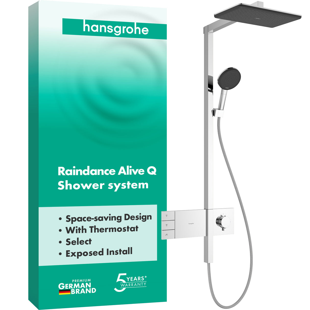 HANSGROHE HG Showerpipe Raindance Alive Q 210/340 2jet mit Thermostat chrom  – 24590000