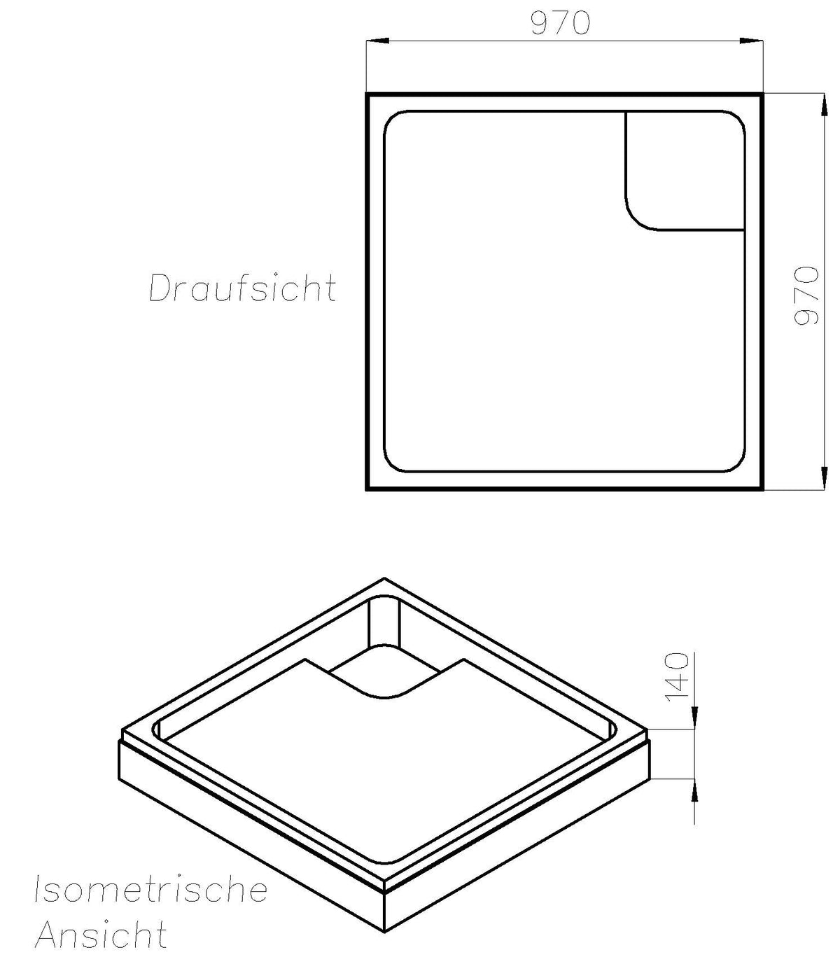 Alva Idea Träger für Brausetasse AQBTIDBT100F, 100x100x4,7cm - AQTRIDBT100F1