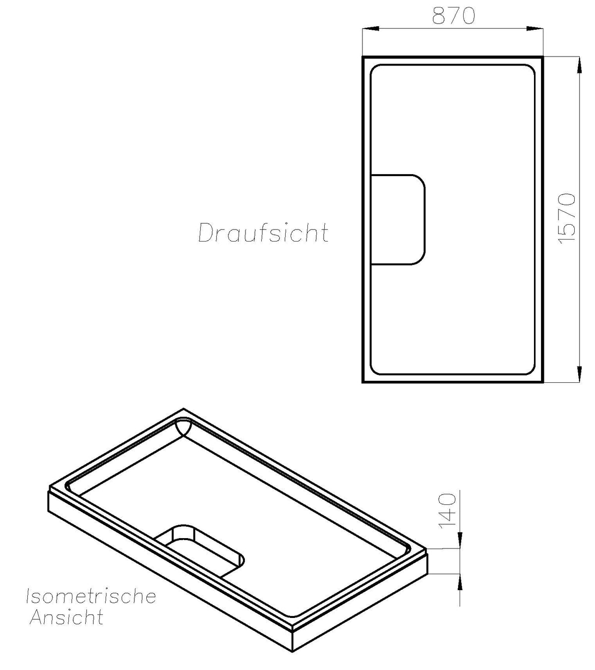 Alva Idea Träger für Brausetasse AQBTIDBT160.90F, 160x90x4,7cm - AQTRIDBT16.90F1