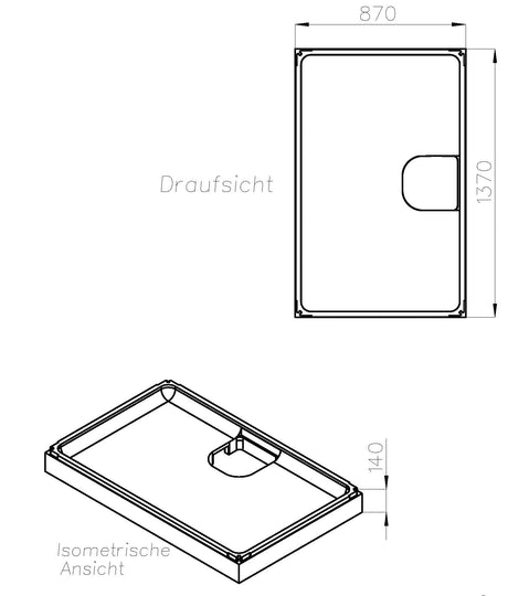 Alva Idea Träger für Brausetasse AQBTIDBT140.90F, 140x90x4,7cm - AQTRIDBT14.90F1