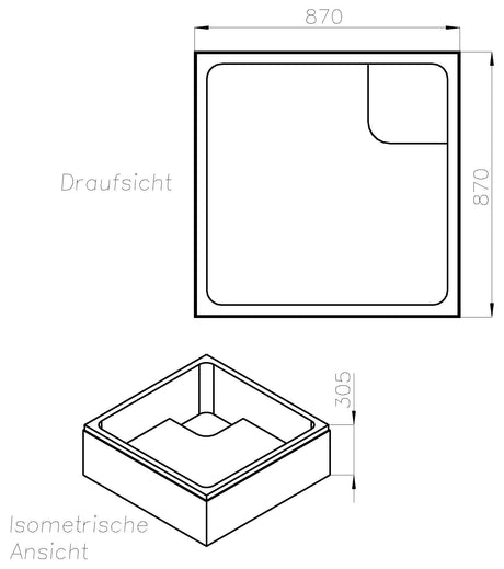Alva Forta Träger für Brausetasse AQBTFOBT90S, 90x90x14cm - AQTRFOBT90S1