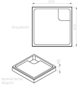 Alva Forta Träger für Brausetasse AQBTFOBT100FS, 100x100x2,5cm - AQTRFOBT100FS1