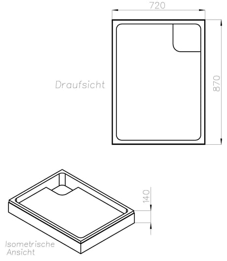 Alva Forta Träger für Brausetasse AQBTFOBT90.75FS, 90x75x2,5cm - AQTRFOBT90.75F1