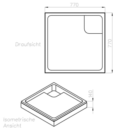 Alva Forta Träger für Brausetasse AQBTFOBT80FS, 80x80x2,5cm - AQTRFOBT80FS1