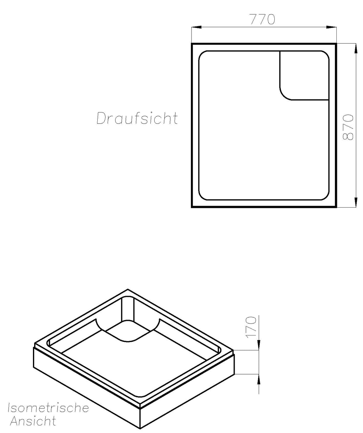 Alva Una Träger für Brausetasse AQBT90.80F, 90x80x6,5cm - AQTRBT90.80F1