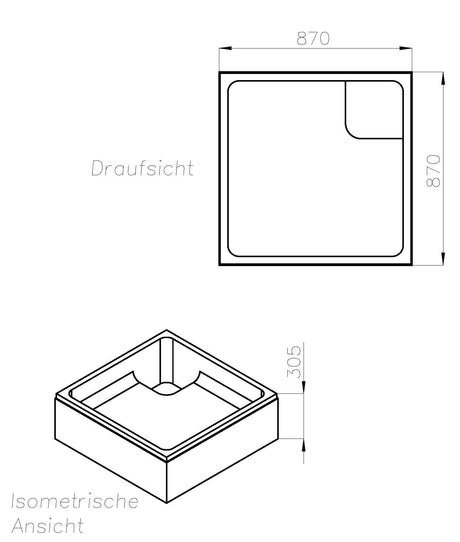 Alva Una Träger für Brausetasse AQBT90, 90x90x16cm - AQTRBT90.1