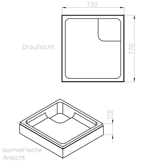 Alva Una Träger für Brausetasse AQBT80.75F, 80x75x6,5cm - AQTRBT80.75F1