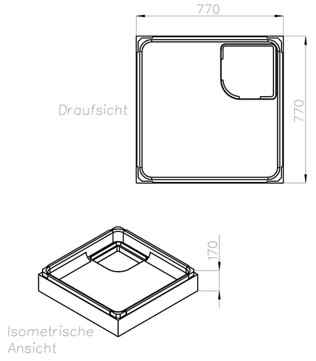 Alva Una Träger für Brausetasse AQBT80F, 80x80x6,5cm - AQTRBT80F1
