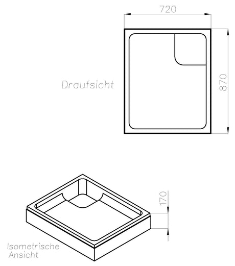Alva Una Träger für Brausetasse AQBT90.75F, 90x75x6,5cm - AQTRBT90.75F1