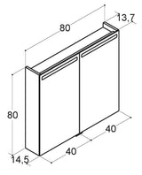 Alva Juna Spiegelschrank, Korpus verspiegelt, 80x80x14,5cm, LED-Beleucht. - AQBMJUSPS2.2