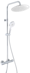 Alva Spa Duschsystem mit Ora 1.0 Thermostat, runder Kopfbrause, Chrom - AQARSPDST2.1