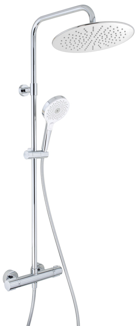 Alva Spa Duschsystem mit Ora 1.0 Thermostat, runder Kopfbrause, Chrom - AQARSPDST2.1